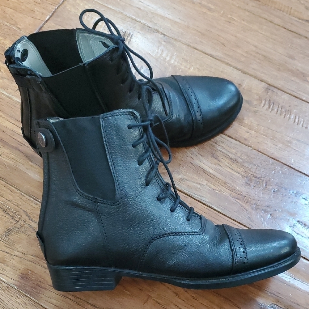 Tuff Rider Belmont Paddock Black Leather Lace-Up Boots